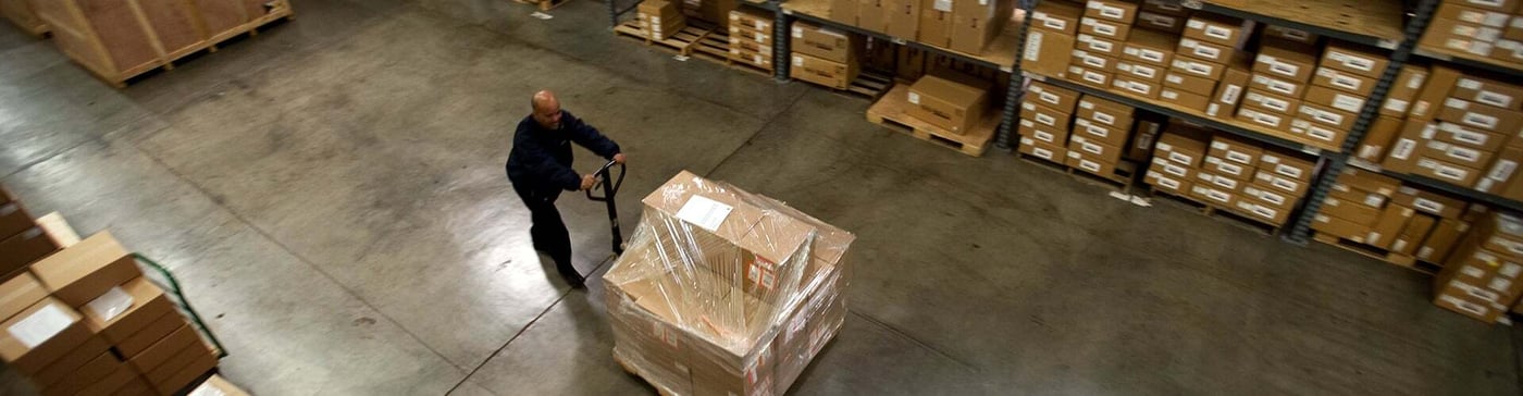 Morgan warehouse team moving a palletized shipment