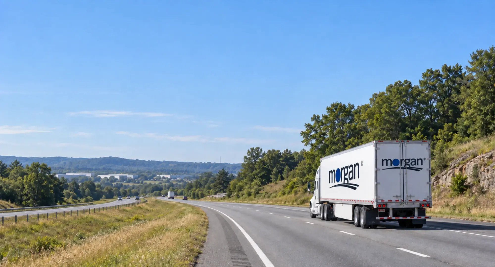 Morgan freight truck on an open highway
