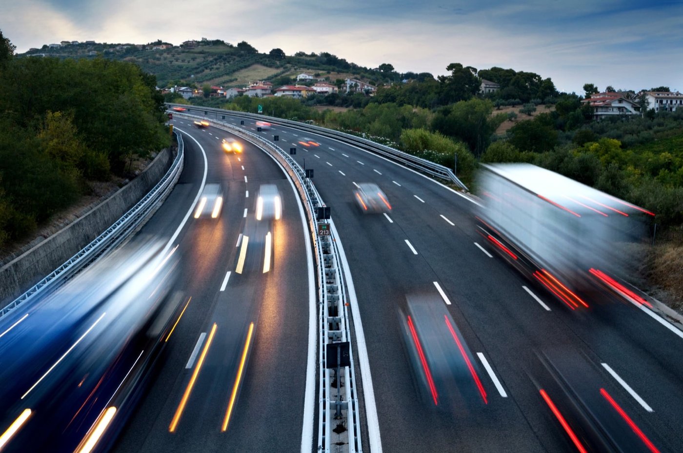Freight moving on a busy highway